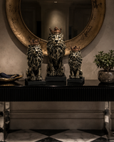 Lion Family | Figurine Set | Luxury Decor | Gold Silver
