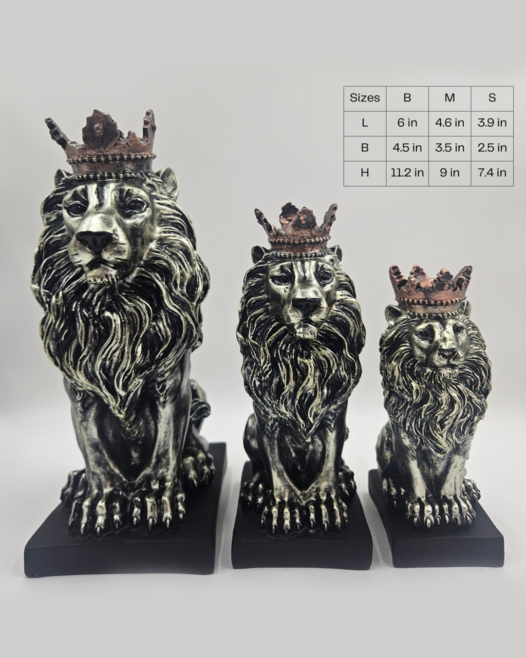 Lion Family | Figurine Set | Luxury Decor | Gold Silver