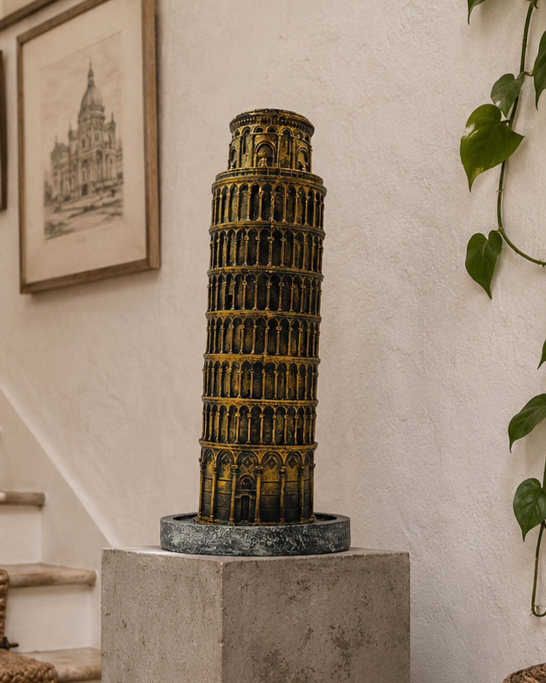Leaning Tower | Showpiece | Travel Decor | Golden