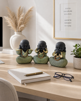 Laughing Buddha Set | Figurine Set | Feng Shui Decor | 3 Pc