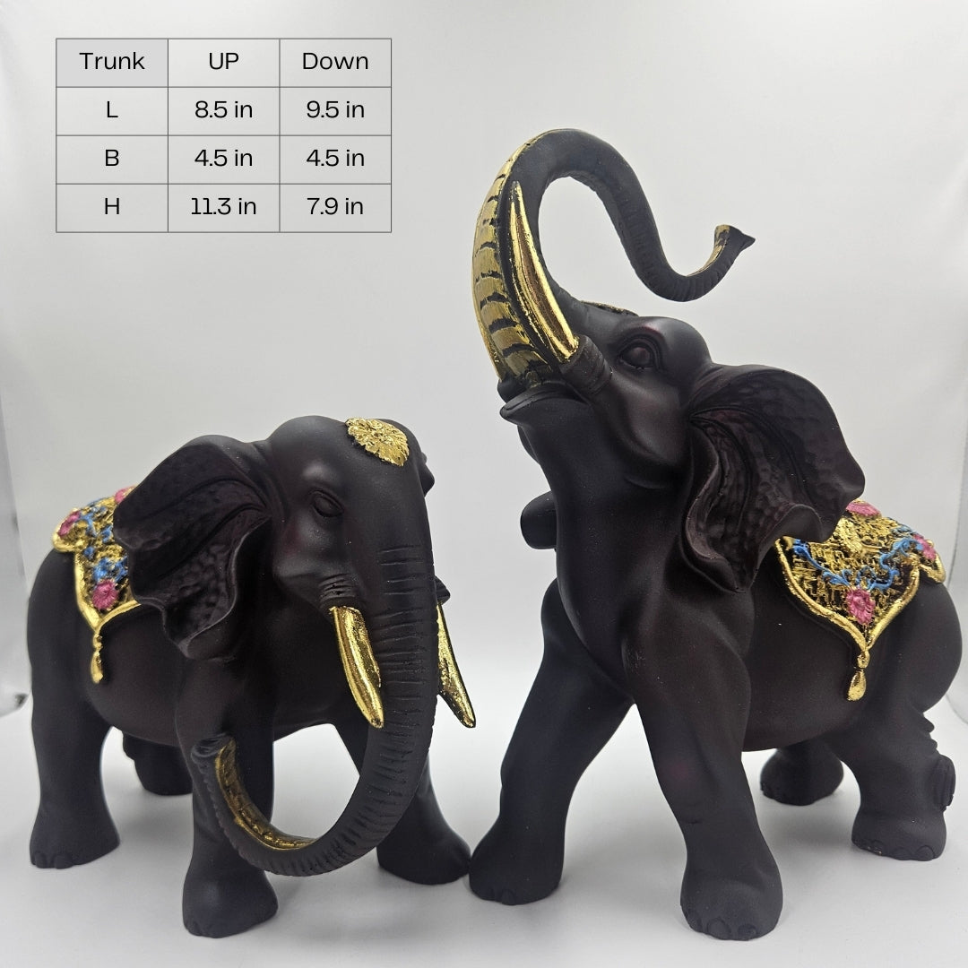 Elephant Pair Large | Figurine | Home Decor | White Brown