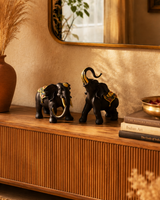 Elephant Pair Large | Figurine | Home Decor | White Brown