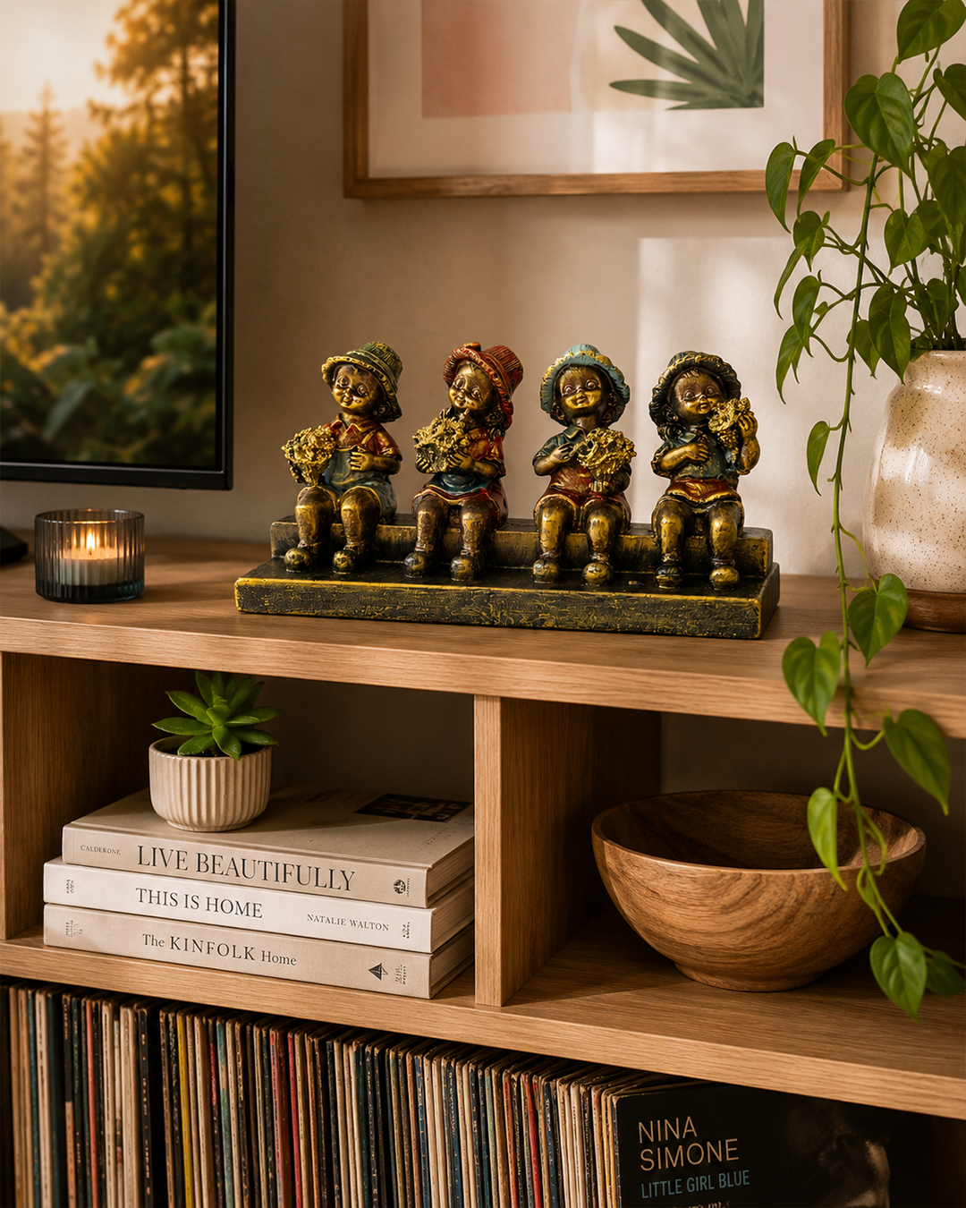 4 Kids Sitting | Figurine Set | Cute Decor | Multicolor