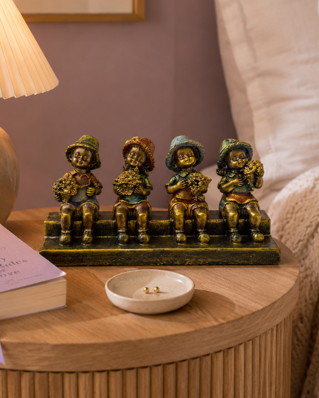 4 Kids Sitting | Figurine Set | Cute Decor | Multicolor
