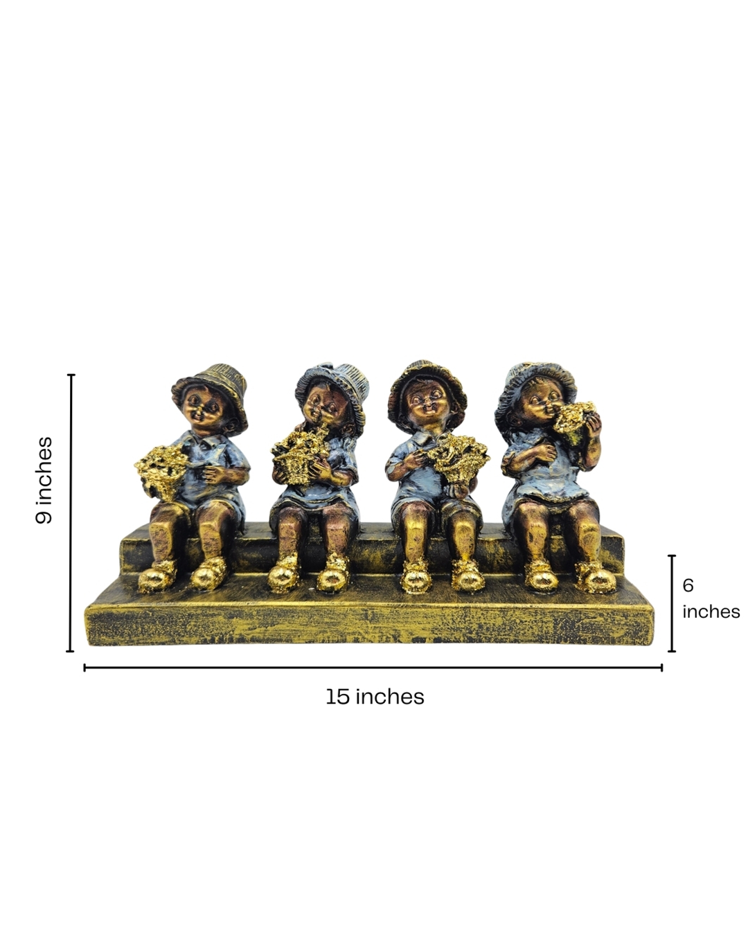 4 Kids Sitting | Figurine Set | Cute Decor | Multicolor