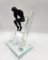 Crystal Man Sitting | Figurine | Modern Decor | Stairs