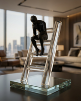 Crystal Man Sitting | Figurine | Modern Decor | Stairs