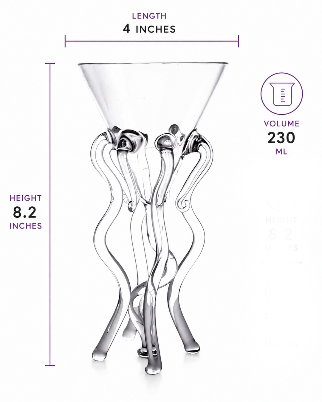 Octopus Martini Glass | Glassware | Bar Use | Unique