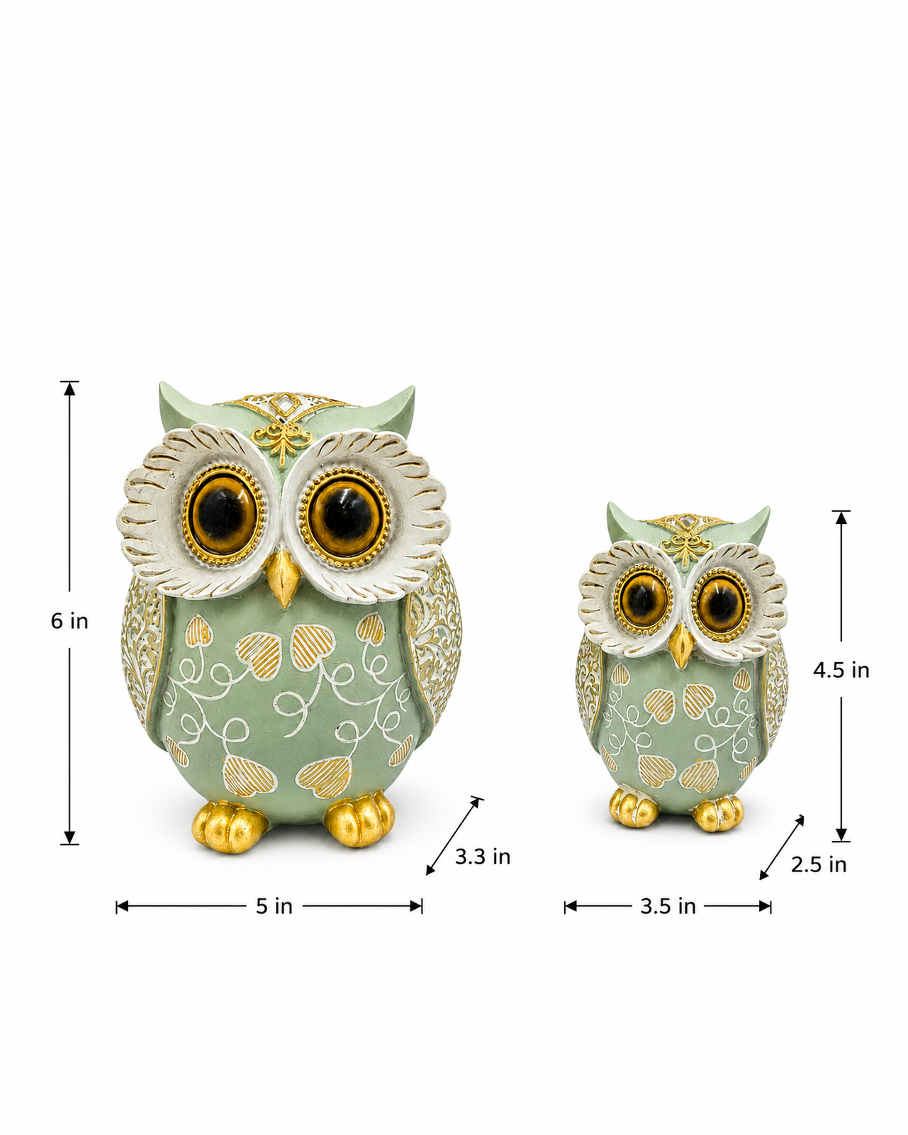 Elegant Green Owl Couple Showpiece | Decorative Home Decor | Symbol of Wisdom & Positive Energy