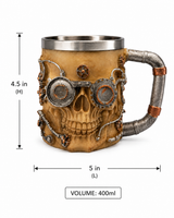 Designer Resin Skull Beer Mug | 400ml | Unique Gothic Drinkware for Beer & Cocktails