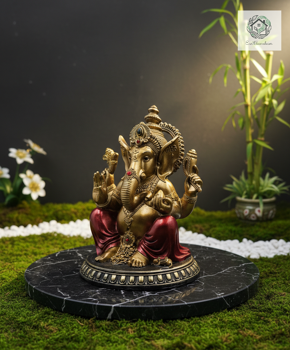 Ganesha on Elephant Face | Idol | Spiritual Decor | Left