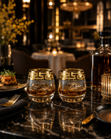 Whiskey Glass Gold Rim | Glassware | Bar Use | Premium