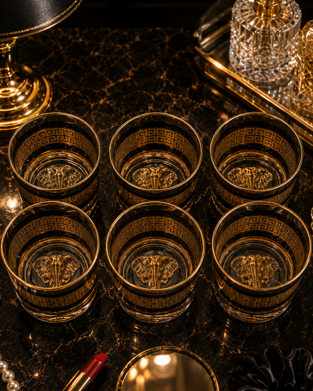 Designer Whiskey Glass | Glassware | Bar Use | Gold