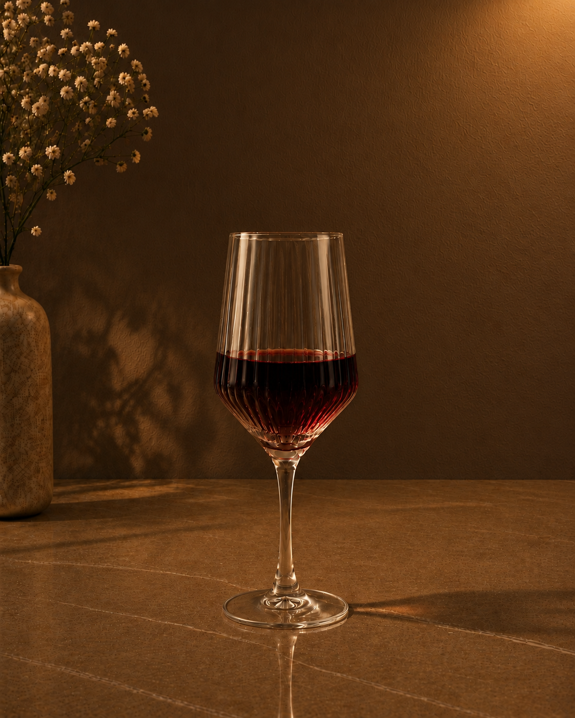 Ribbed Wine Glass Set – Elegant Red & White Wine Glasses | Luxury Tableware | Set of 6