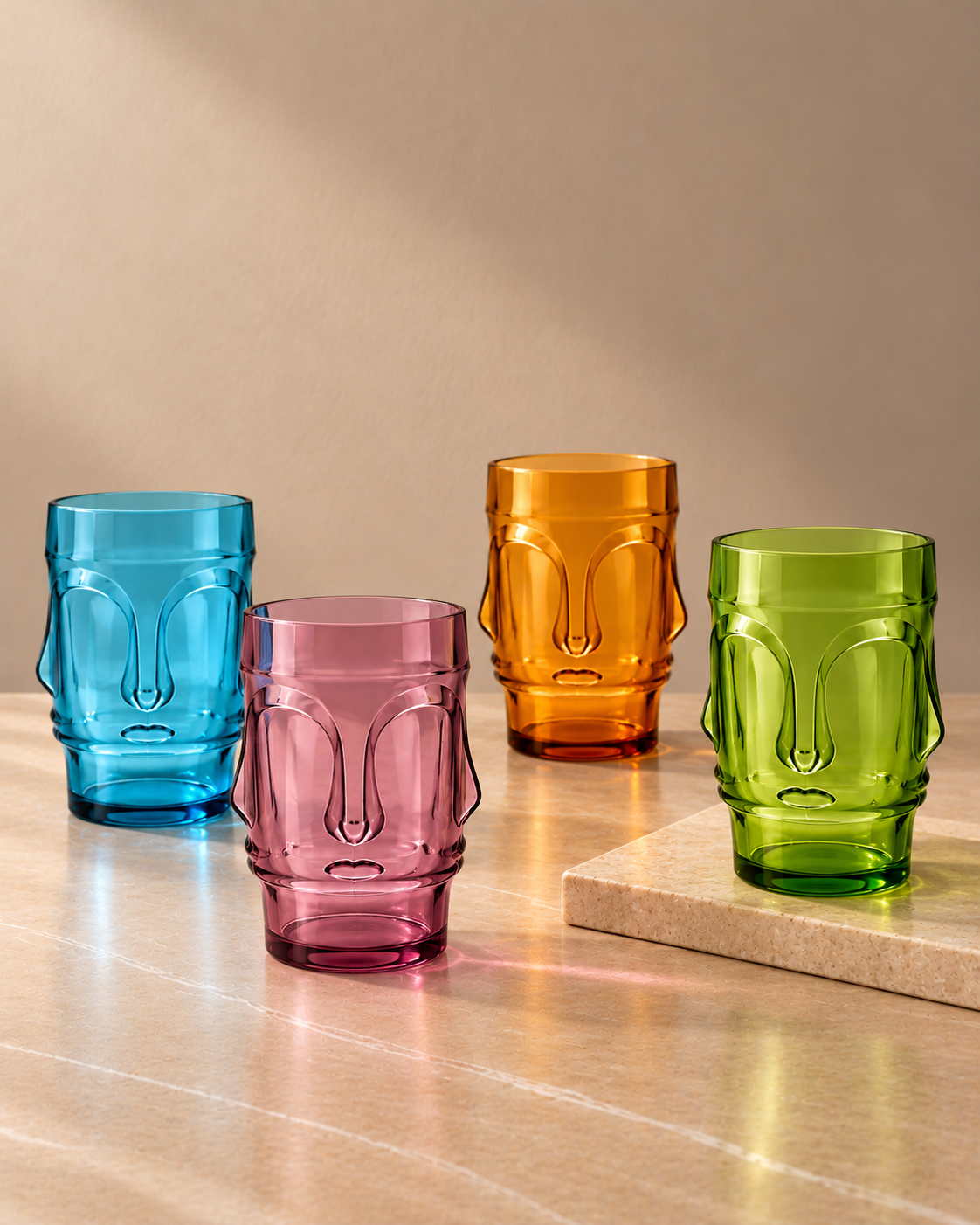 Tiki Glass for Cocktails & Mocktails | Colorful Face Drinking Glass