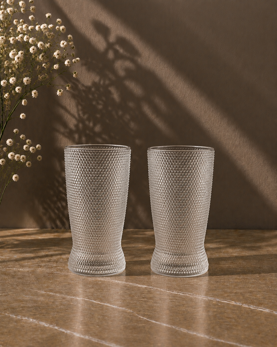 Bubble Texture Beer Glass Set | Hobnail | Premium Pint Glasses | 350 ml | Set of 6