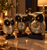 Lucky Owl Family Figurine Set | Decorative Owl Showpiece for Home Decor