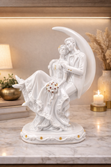 Couple Sitting on Moon | Showpiece | Romantic Decor | White
