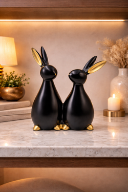 Rabbit Pair | Showpiece | Home Decor Accent | Black