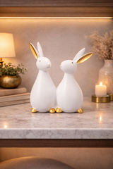 Rabbit Pair | Figurine | Home Decor Accent | White