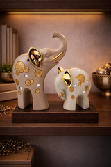 Elephant Pair | Figurine | Vastu Home Decor | Beige White