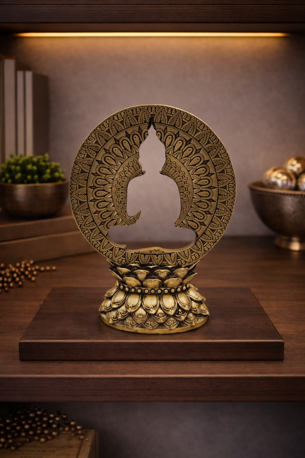 Hollow Buddha | Statue | Meditation Decor | Golden