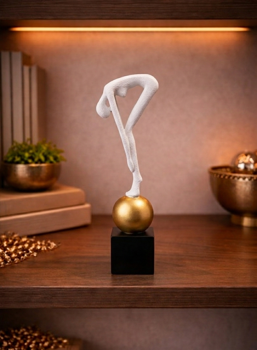 Bending Man | Figurine | Abstract Decor | White