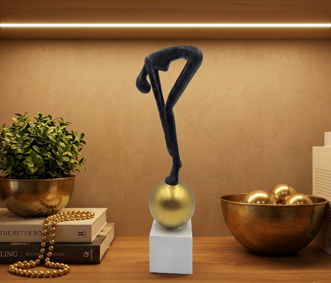 Bending Man | Figurine | Abstract Decor | Black