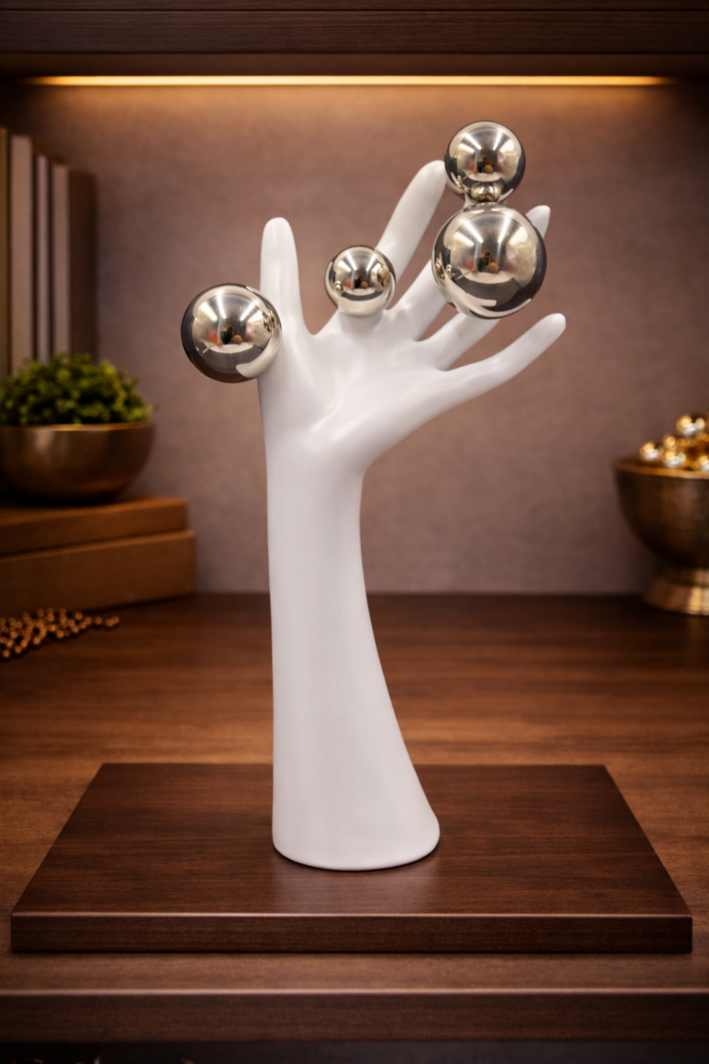 Hand with Balls | Sculpture | Modern Decor | White