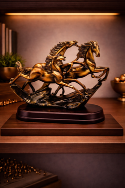 3 Running Horses | Showpiece | Vastu Home Decor | Golden
