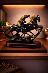 3 Running Horses | Sculpture | Modern Home Decor | Black
