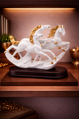 3 Running Horses | Statue | Home Decor Figurine | White
