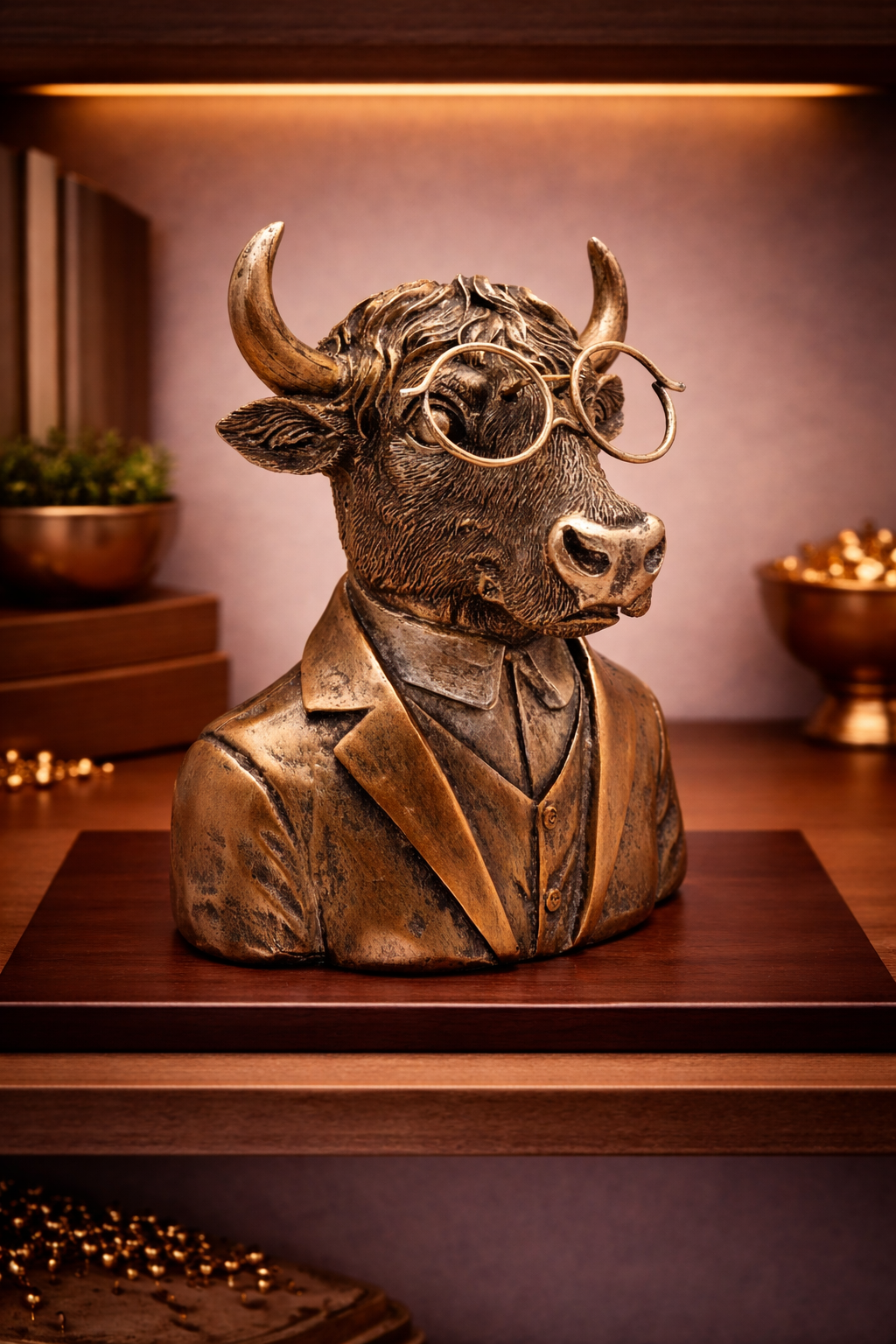 Half Bull Head | Sculpture | Decor Accent | Classic