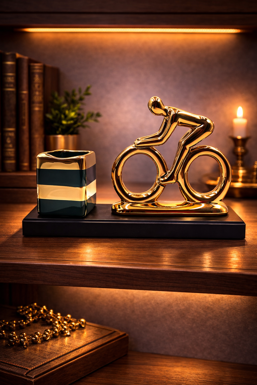 Bike Pen Stand | Organizer | Desk Decor | Golden