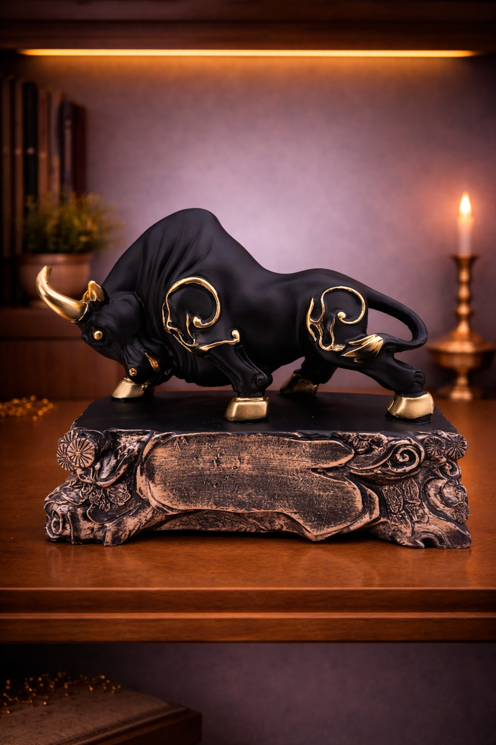 Bull | Figurine | Home Decor | Gold Black