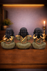 Laughing Buddha Set | Figurine Set | Feng Shui Decor | 3 Pc