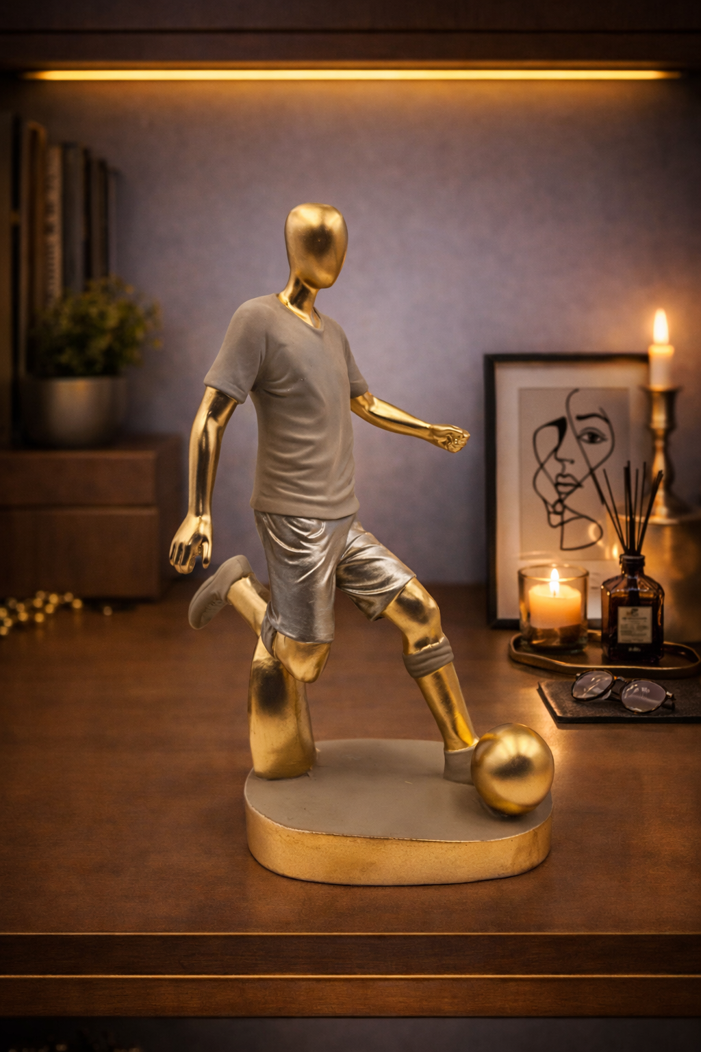 Football Player | Figurine | Sports Decor | Cream
