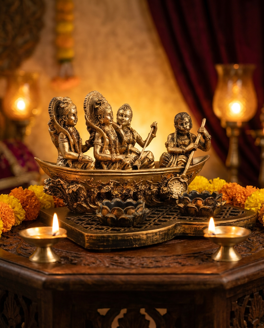 Ram Darbar on Boat | Idol | Spiritual Decor | Candle Holder