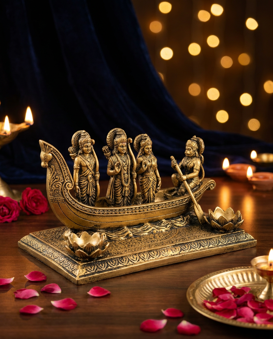Ram Darbar on Boat | Idol | Spiritual Decor | Candle Holder