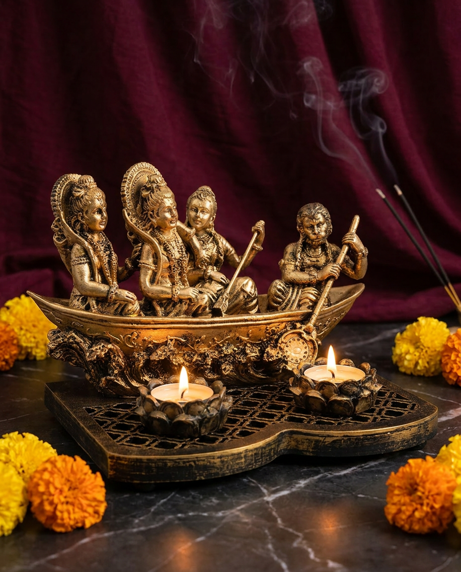 Ram Darbar on Boat | Idol | Spiritual Decor | Candle Holder