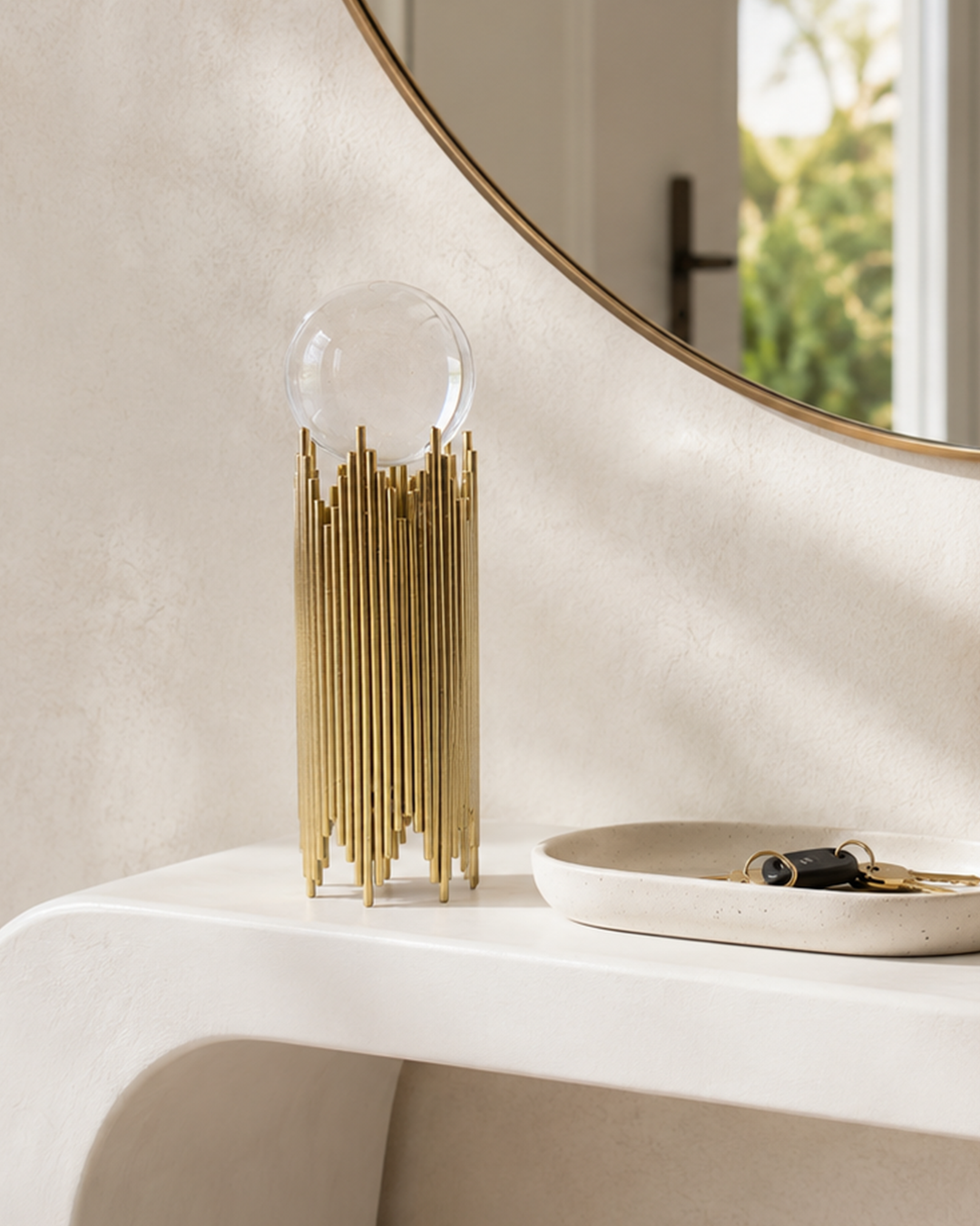 Crystal Ball Mesh | Showpiece | Feng Shui Decor | Gold Stand