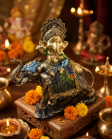 Ganesha on Elephant Face | Idol | Spiritual Decor | Left