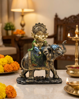 Ganesha on Elephant Face | Idol | Spiritual Decor | Left