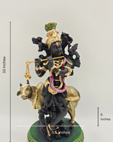Krishna with Cow | Idol | Spiritual Decor | Black