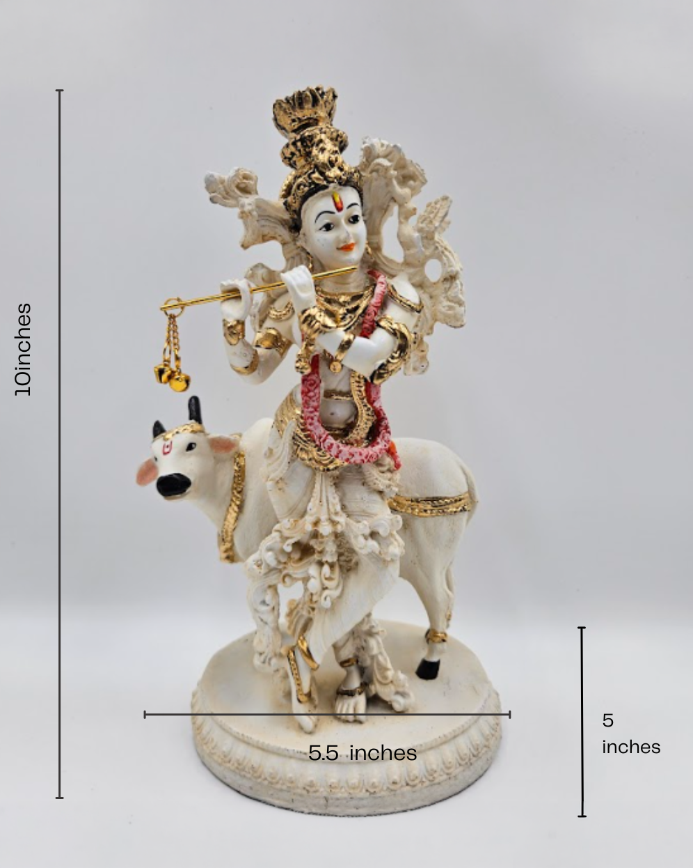 Krishna with Cow | Idol | Spiritual Decor | White