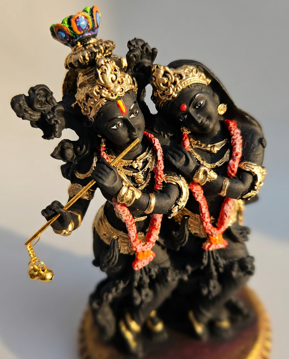 Radha Krishna | Idol | Spiritual Decor | Black
