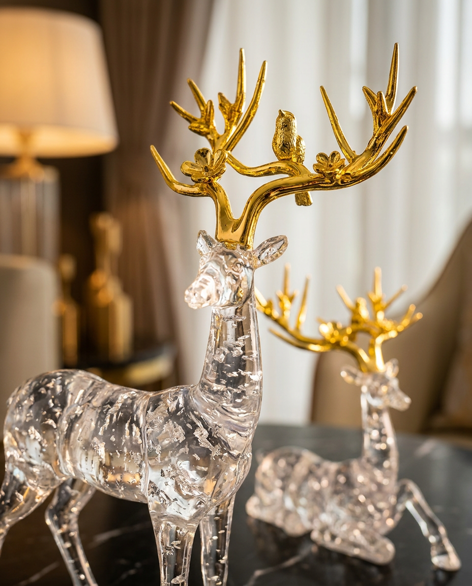 Crystal Deer Pair Large | Figurine | Home Decor | Premium