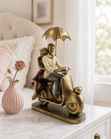 Couple Scooter with Umbrella | Figurine | Romantic Decor | Golden