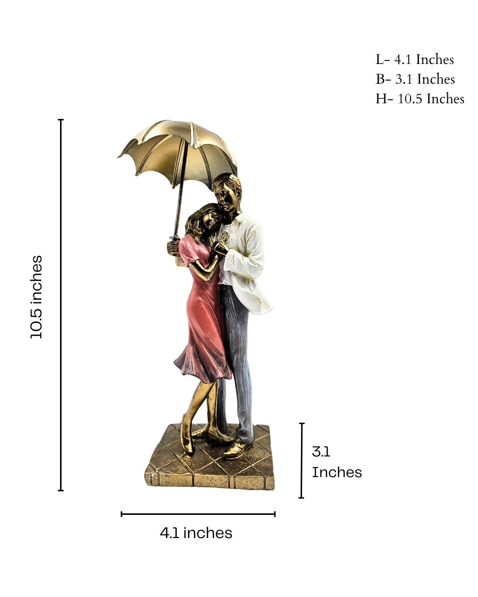 Couple Hug with Umbrella | Figurine | Romantic Decor | Pink White