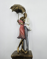 Couple Hug with Umbrella | Figurine | Romantic Decor | Pink White